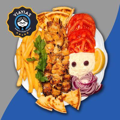 Yiayia's Greek Chicken Souvlaki Plate