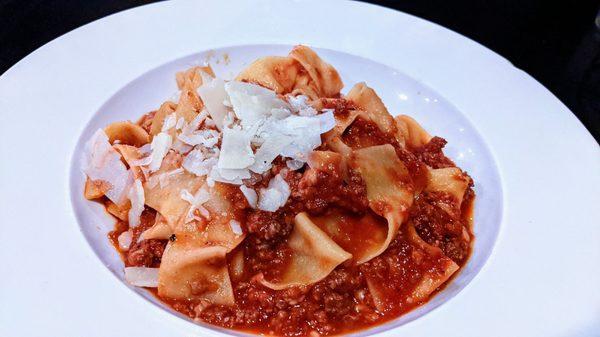 Pappardelle Alla Bolognese - meat tomato ragu, shaved Parmesan