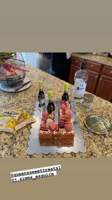 Strawberry letter cake with vegan icing.