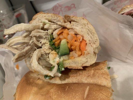 Shredded chicken banh mi