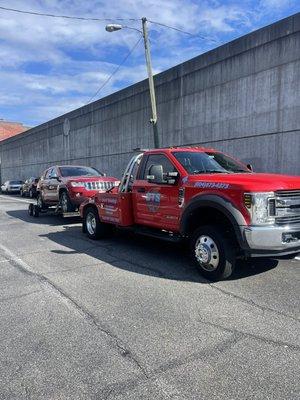 Stuck in a parking deck? No worries this vehicle came out of a Richmond parking deck and taken to a repair shop.