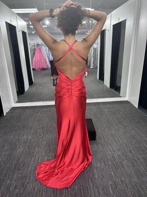 Back of red prom dress purchased