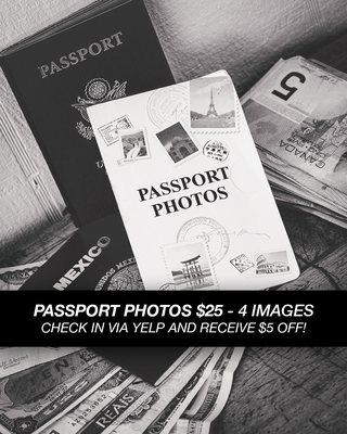 Come take your passport photos with us! Check in and receive $5 off!