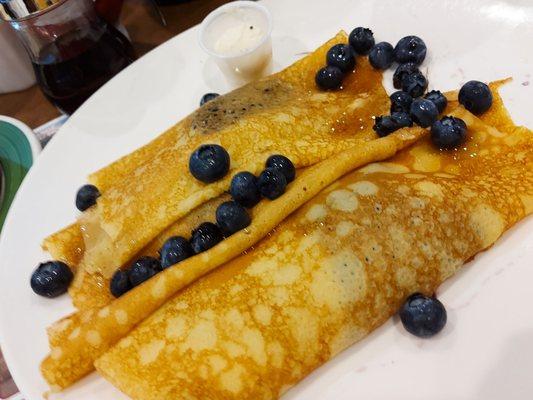 Blueberry crepes with whipped butter