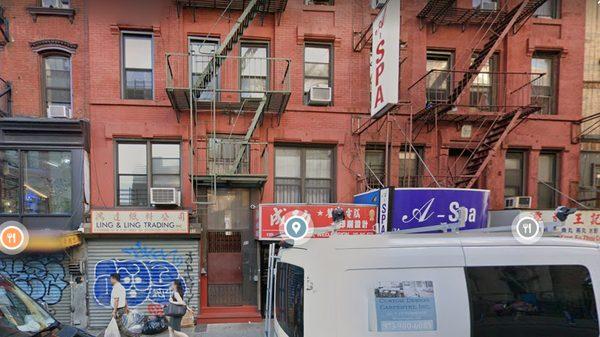 Outdoor on Eldridge Street. Across the street from St. Barbara Greek Orthodox Church