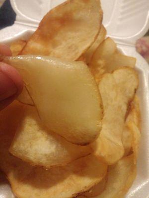 We ordered "potato skins", but they appear to be flavorless soggy wet potato chips.