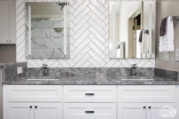 Double Vanity with Single Hole Faucets