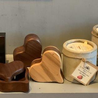 Wooden boxes and locally made candles