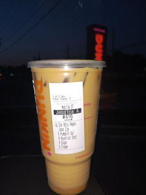 Large nutty pumpkin iced coffee