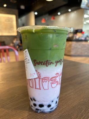 Strawberry matcha boba