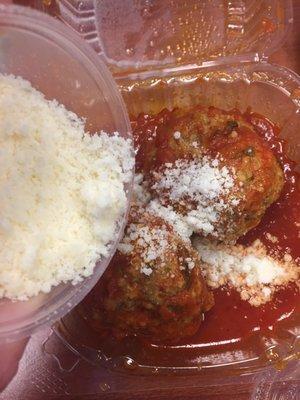 Homemade meatballs with Parmesan cheese.