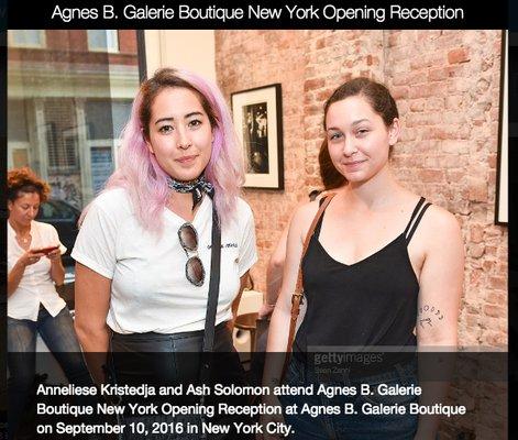 Anneliese Kristedja and Ash Solomon attend Agnes B. Galerie Boutique New York Opening Reception