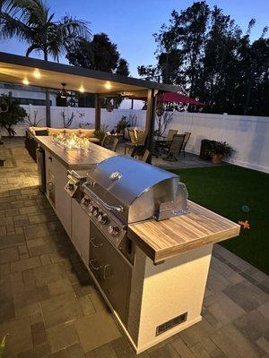 BBQ grill Island with fire pit.