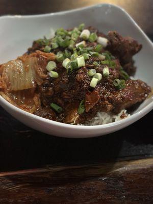 Korean Wings with rice and kimchi