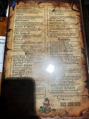 Menu, side two.