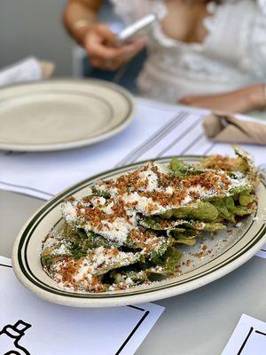 Gem Lettuce, Calabrian Chili Dressing, Parmesan, Bread Crumbs