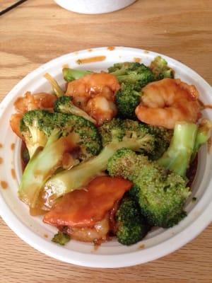 Small shrimp broccoli.