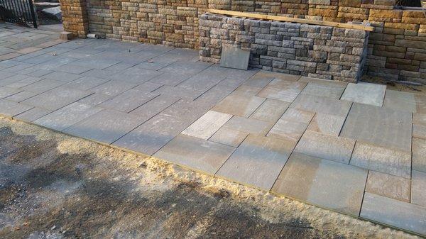 Left: Thermal Bluestone Right: Full Color Thermal Bluestone Wall: EP Henry Cast Stone Wall