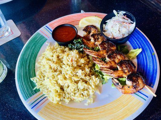 Jerk shrimp skewer