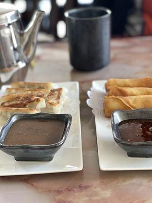 Gyoza and spring rolls