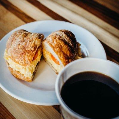 Croissant Egg and Cheese with our Fresh Roasted, Freshly Brewed Coffee