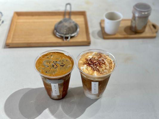 Black Sesame Latte & Einspinner Espresso Latte