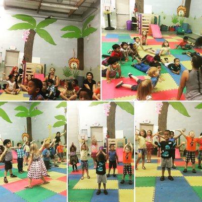 Here they are practicing their Yoga poses in our Jungle Room!