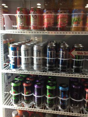 Refrigerated sports drinks.