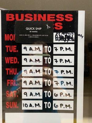 Business hours as of 5/26/20.