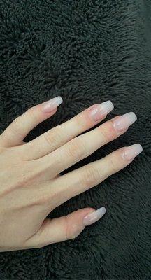 Acrylic tips with sheer gel polish