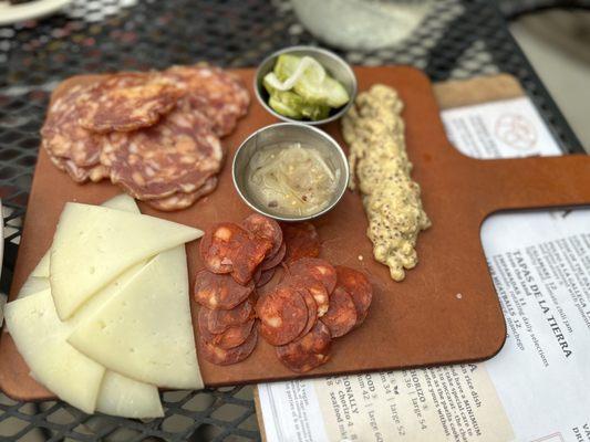 Charcuterie with Chorizo, Manchego, Semi-Firm, Sheep, La Mancha, Calabrese, Spicy Salami, Usa