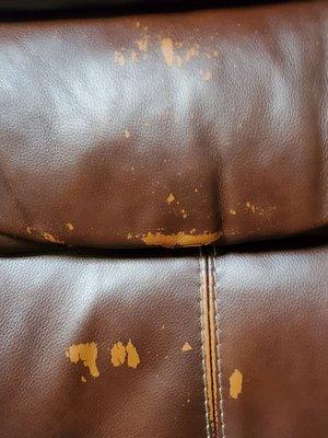 Recliner we bought from Ashley home store that was " Supposedly " leather. Leather does not chip and peel.