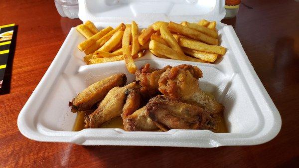 6 chicken wings with fries $9.99