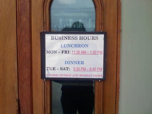 Posted Business Hours