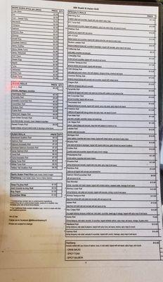 Sushi menu page 2