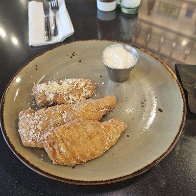 $17.99 worth of chicken tenders.  3 frozen tenders with no fries. Horrifying even for an airport.