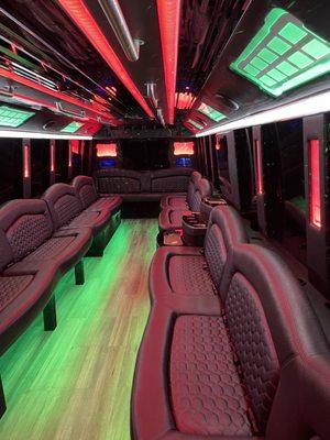 30 Passenger Luxury Party Limo Bus Interior Limousine Rental Party Bus Rental