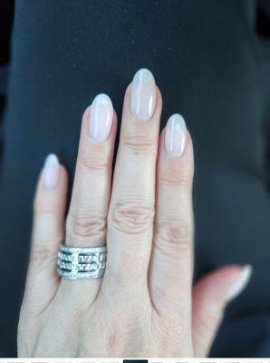 Structured gel Mani on natural nails.