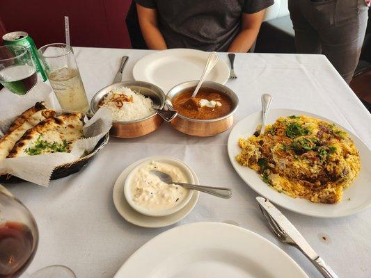 lamb roganoush and lamb biryani