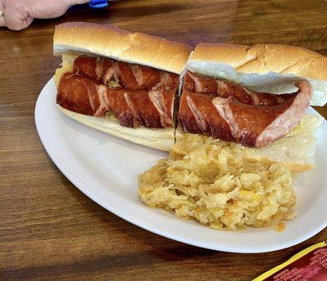 Kielbasa and Kraut Sandwich