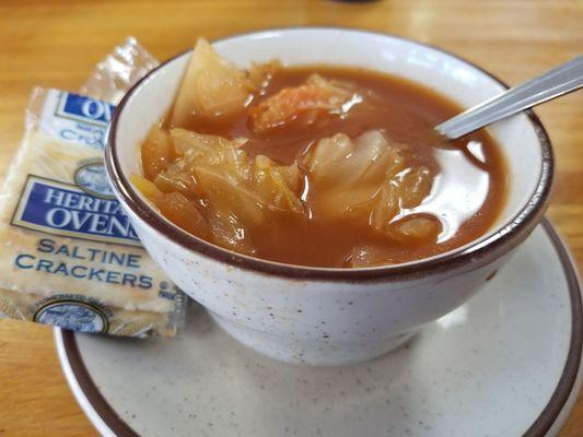 Cabbage beef soup.