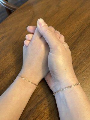 Mom and daughter Permanent jewelry bracelets