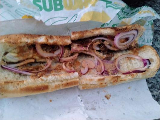 This is supposed to be a steak footlong good luck at finding any steak