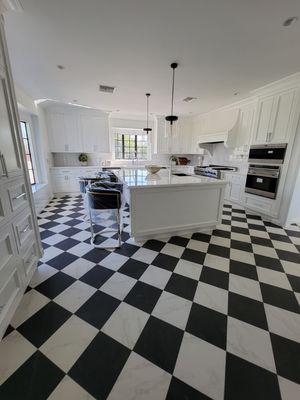 Kitchen cabinet refinish and wall paint