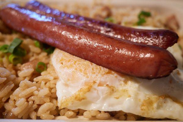 Fried rice plate (one egg and hotdog)