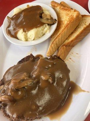 Chopped Steak Dinner, Mashed Potatoes, Mushroom Gravy, Texas Toast $9.99