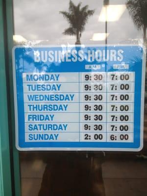 Store hours