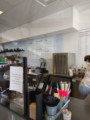 Coffee menu and counter