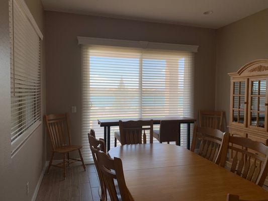 Dining area, with the lake in the background.