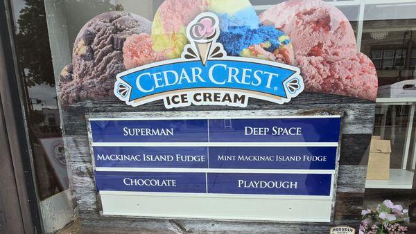 Cedar Crest ice cream flavors as of 8/17/2024